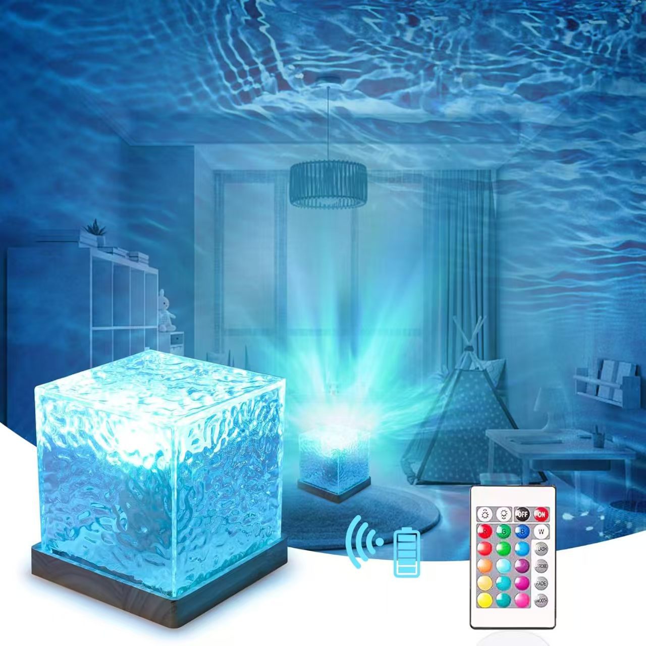 Ocean Wave LED Cube Lamp with Remote Control