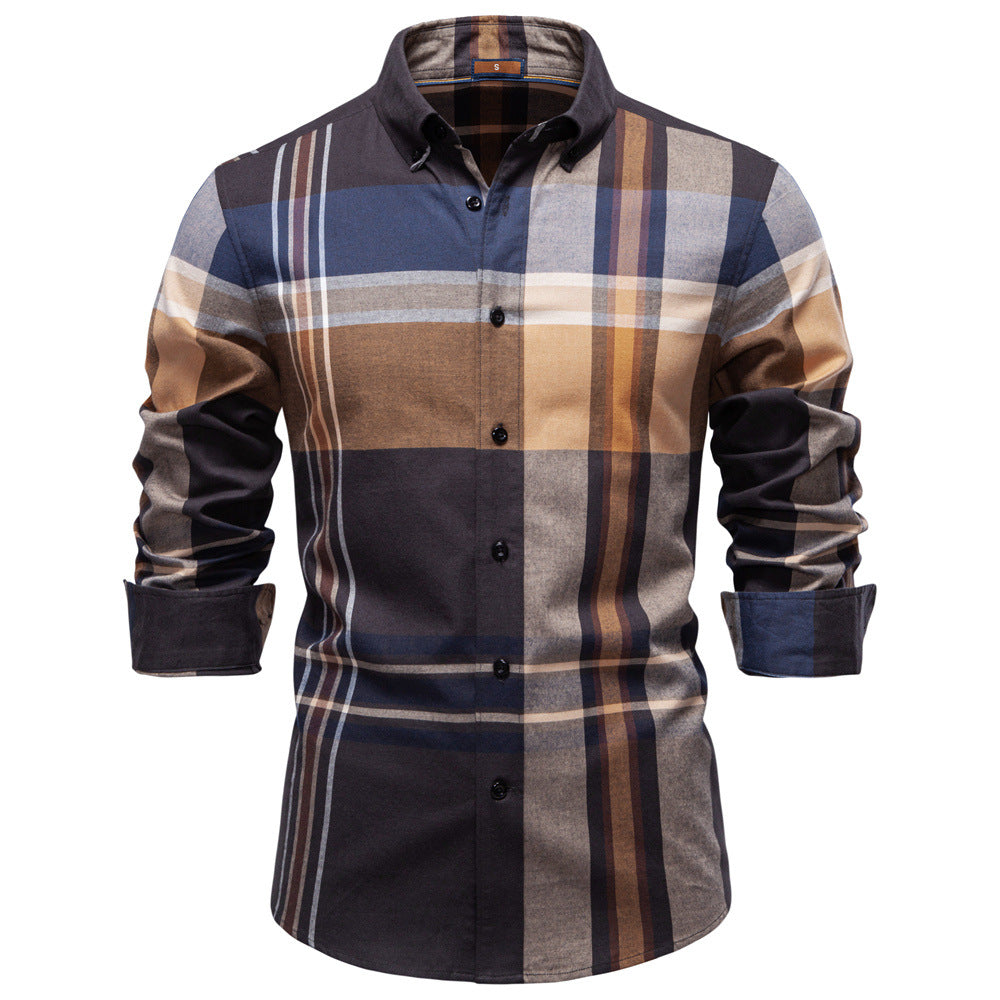 Plaid long sleeved shirt for men