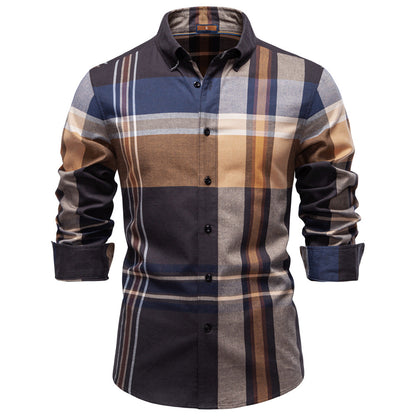 Plaid long sleeved shirt for men