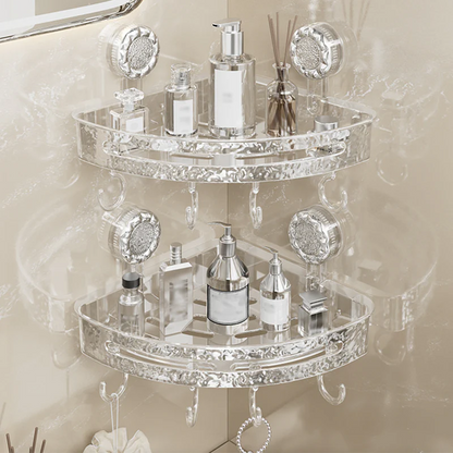 Wall-Mounted Shower Caddy Shelf with Hooks