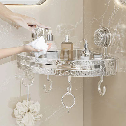 Wall-Mounted Shower Caddy Shelf with Hooks