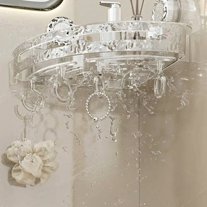 Wall-Mounted Shower Caddy Shelf with Hooks