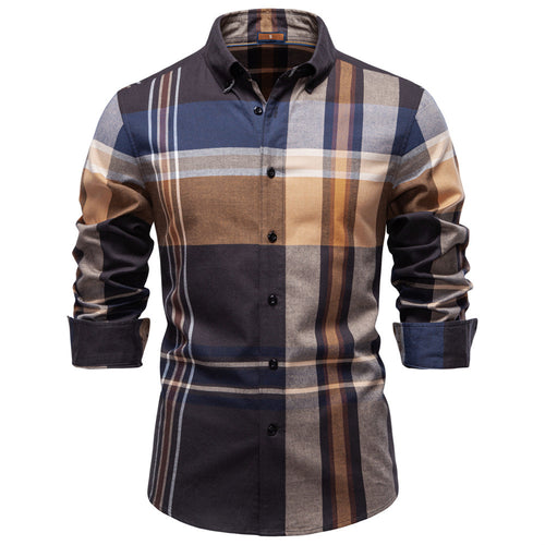 Plaid long sleeved shirt for men