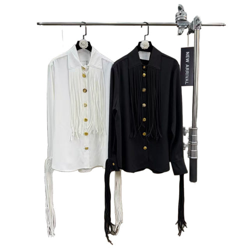 Metal buckle white top