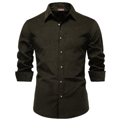 Collar men's solid color long sleeved shirt
