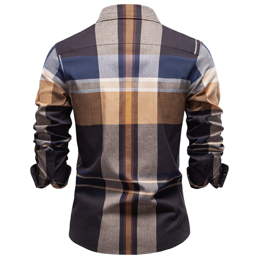 Plaid long sleeved shirt for men