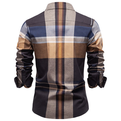 Plaid long sleeved shirt for men